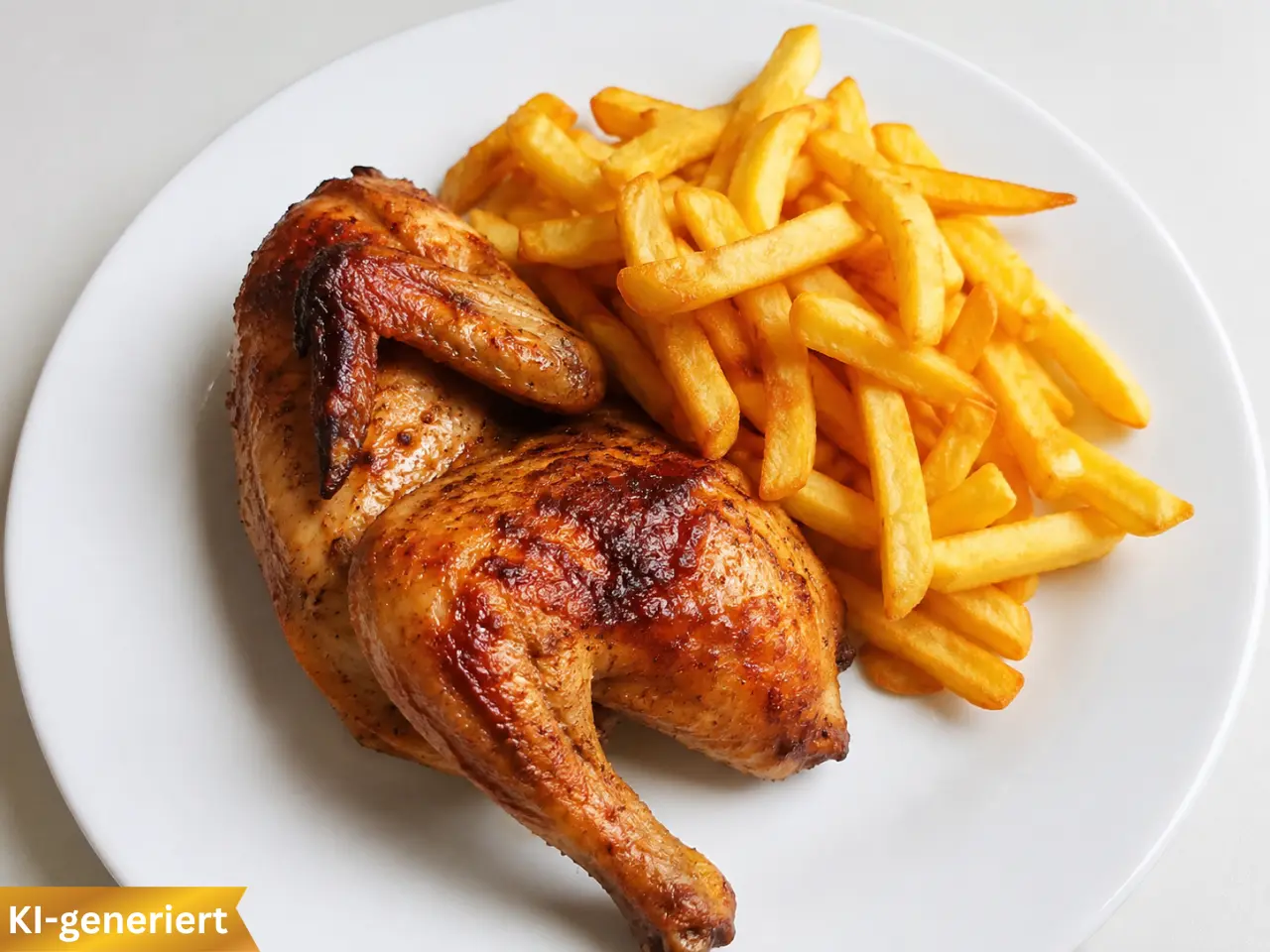 Grillhähnchen mit Pommes – KI-generiertes Bildmotiv