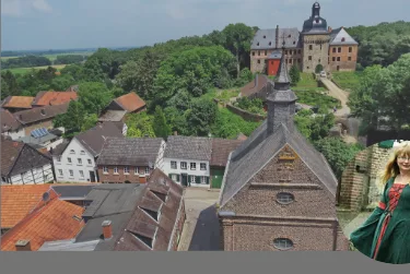 Blick über den historischen Ortskern von Liedberg