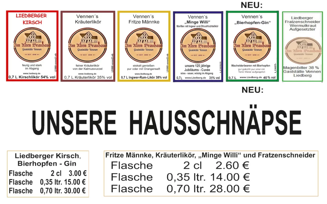 Die Hausschnäpse von Vennen – Ein echter Genuss aus Tradition